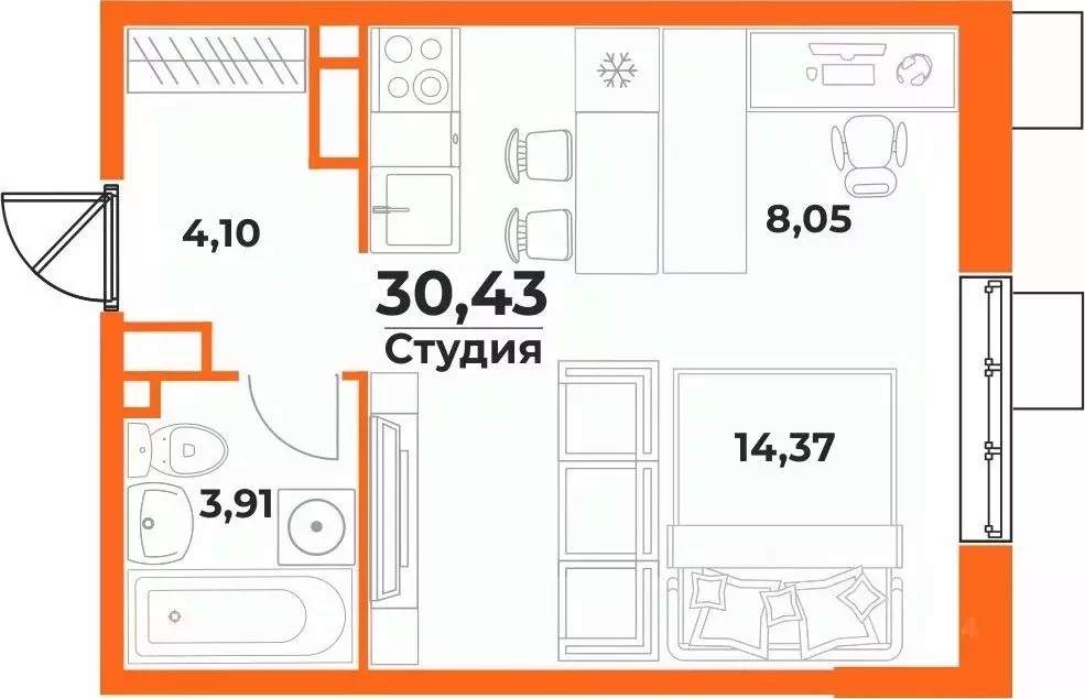 Студия Хабаровский край, Хабаровск Брянский пер. (30.43 м) - Фото 1