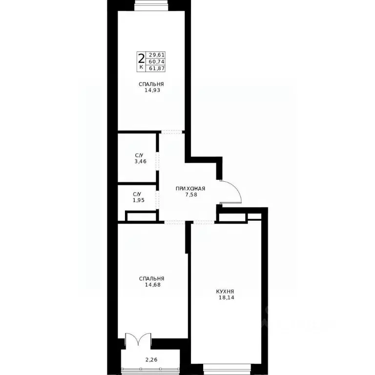 2-к кв. Нижегородская область, Нижний Новгород Ленгородок мкр, Мед ... - Фото 2