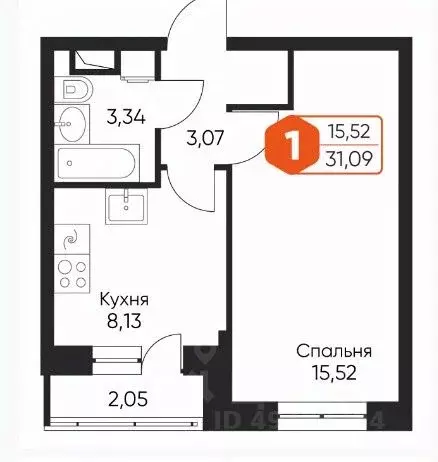 1-к кв. Тверская область, Конаковский муниципальный округ, Редкино пгт ... - Фото 2