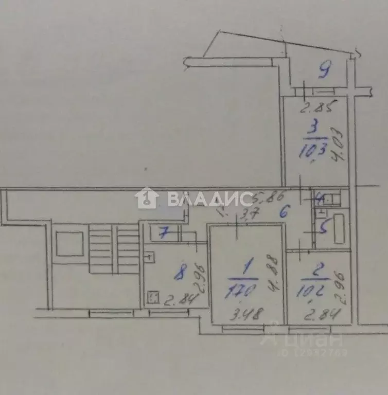 3-к кв. Пензенская область, Пенза Ладожская ул., 111 (62.1 м) - Фото 1
