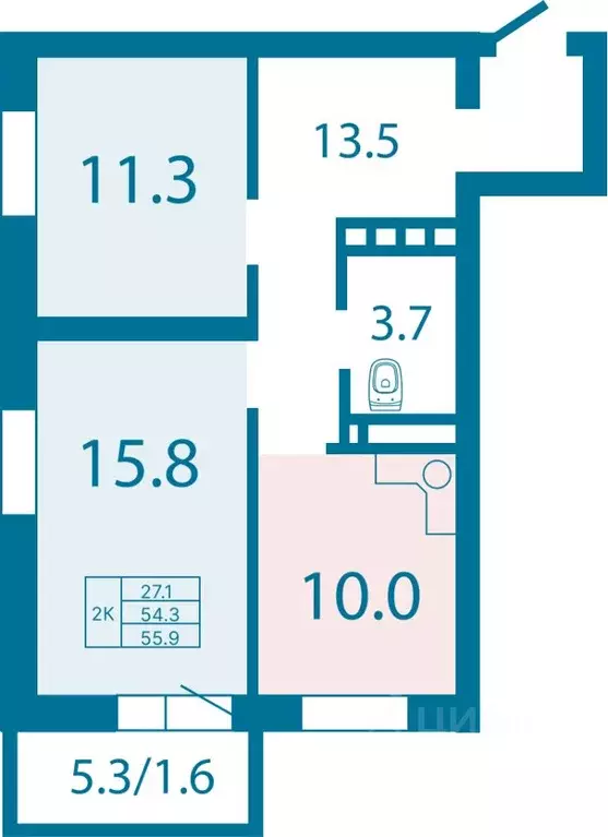 2-к кв. Красноярский край, Красноярск Ключевская ул., 63 (55.9 м) - Фото 0