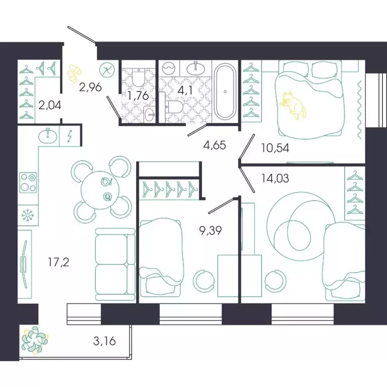 3-комнатная квартира: Пенза, Колышлейская улица, 7 (70.44 м) - Фото 1
