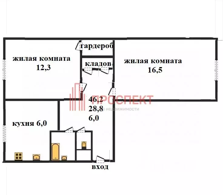 2-к кв. Пензенская область, Пенза ул. Пушанина, 20 (46.2 м) - Фото 2