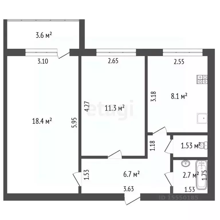 2-к кв. Самарская область, Самара ул. Мориса Тореза, 103 (49.6 м) - Фото 2