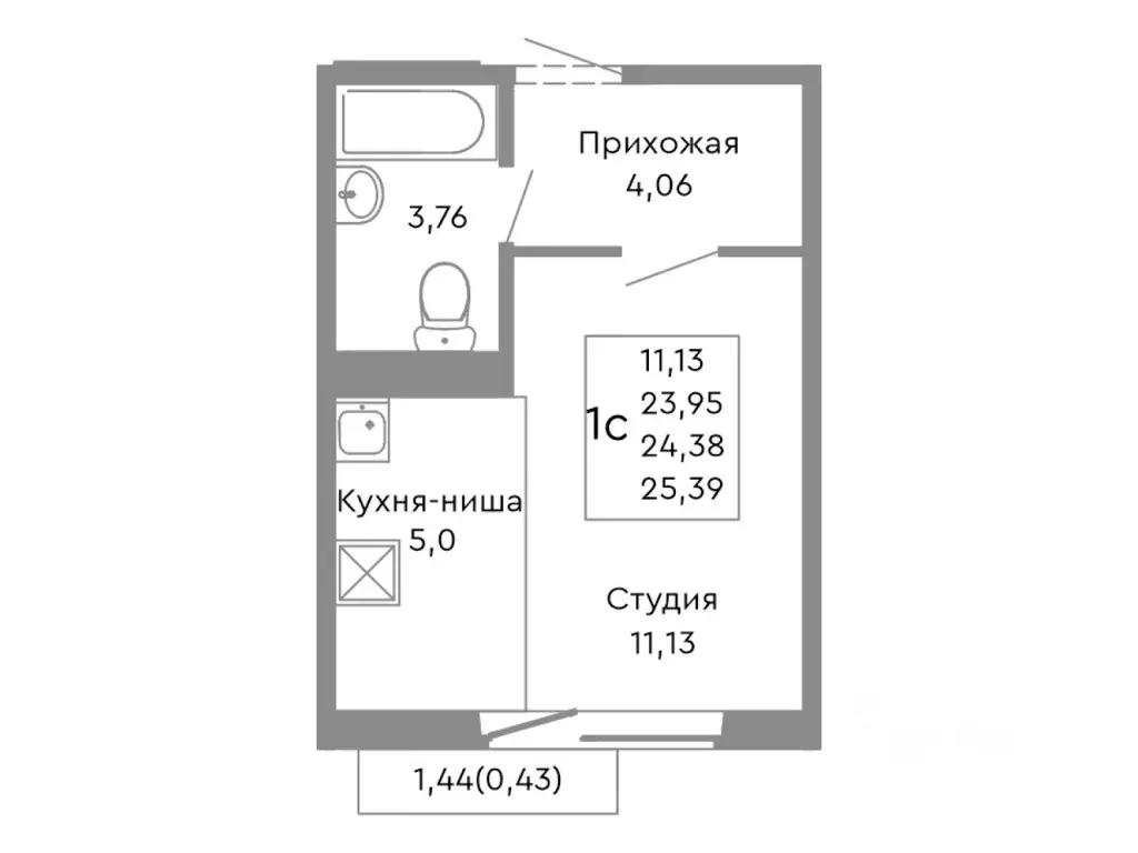 Студия Челябинская область, Челябинск ул. Танкистов, 175 (24.38 м) - Фото 1