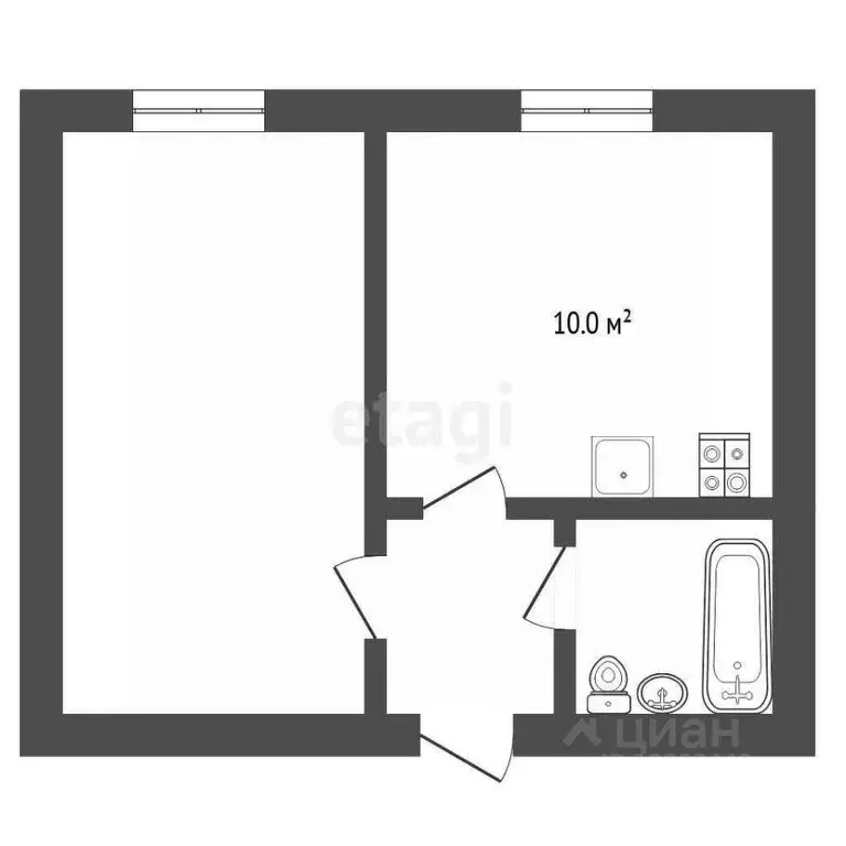 1-к кв. Тюменская область, Тюмень ул. Пермякова, 7а (31.5 м) - Фото 1