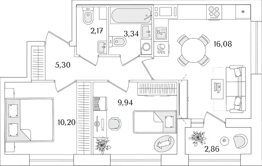 2-к кв. Санкт-Петербург Аурум жилой комплекс (48.46 м) - Фото 1
