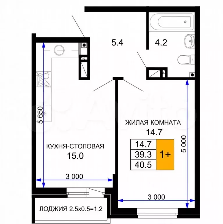 1-к. квартира, 40,5 м, 16/16 эт. - Фото 0