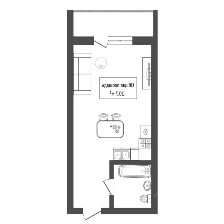 Студия Новосибирская область, Бердск ул. Кристальная, 6 (20.7 м) - Фото 2