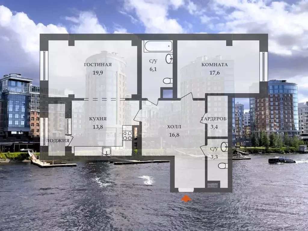 2-к кв. Санкт-Петербург Пионерская ул., 50 (85.0 м) - Фото 1