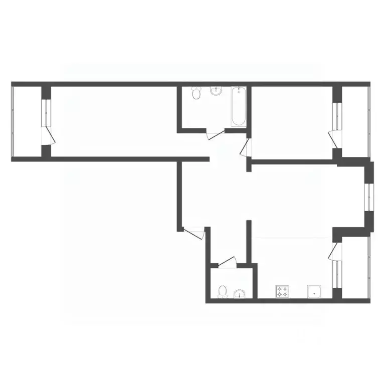 3-к кв. Тюменская область, Тюмень ул. 50 лет Октября, 57А (78.4 м) - Фото 2