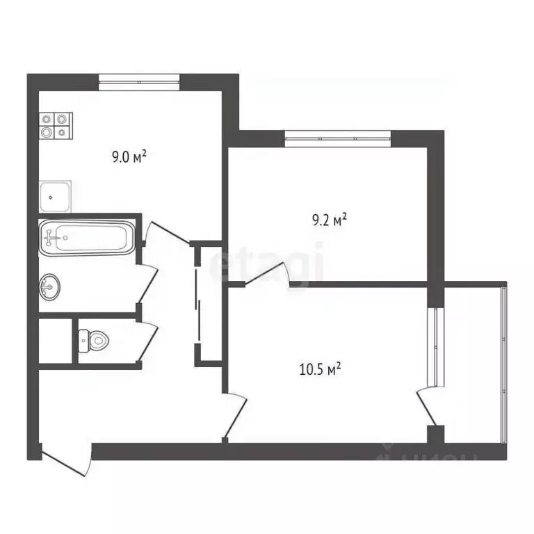 2-к кв. Коми, Усть-Вымский район, с. Айкино Центральная ул., 109А ... - Фото 2