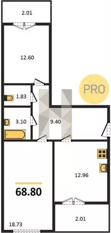 2-комнатная квартира: Пионерский, Портовая улица, 5А (68.8 м) - Фото 1