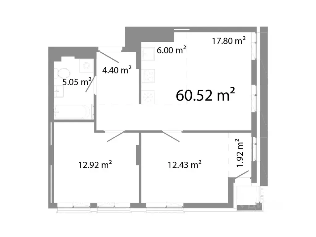 3-к кв. Челябинская область, Челябинск ул. Худякова, 18/3 (60.52 м) - Фото 0