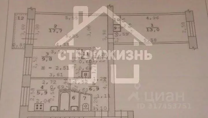 Квартира, 3 комнаты, 57.8 м - Фото 0