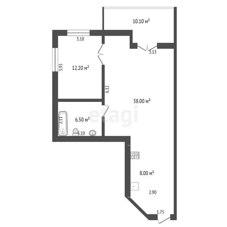 2-комнатная квартира: Ореанда, 60Гк3 (56.4 м) - Фото 1