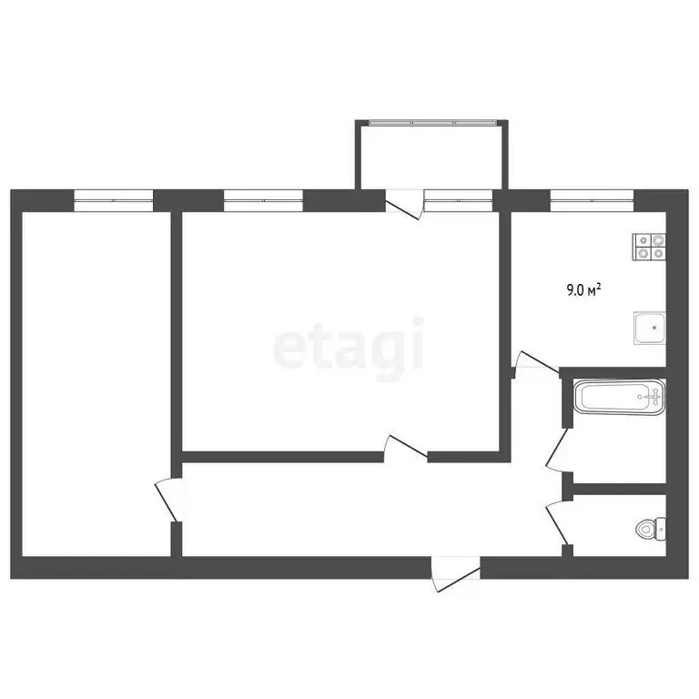 2-комнатная квартира: село Казанское, улица Ленина, 42 (47 м) - Фото 0