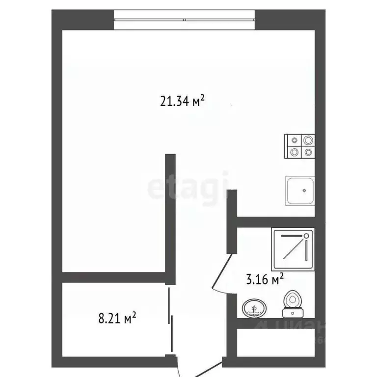 Студия Ханты-Мансийский АО, Сургут Пролетарский просп., с9 (38.0 м) - Фото 2