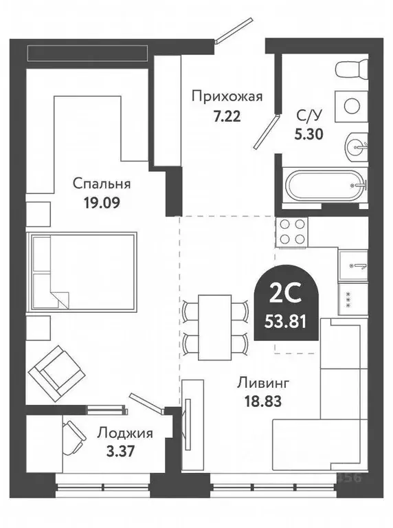 2-к кв. Новосибирская область, Новосибирск Военная ул., 51 (53.0 м) - Фото 0