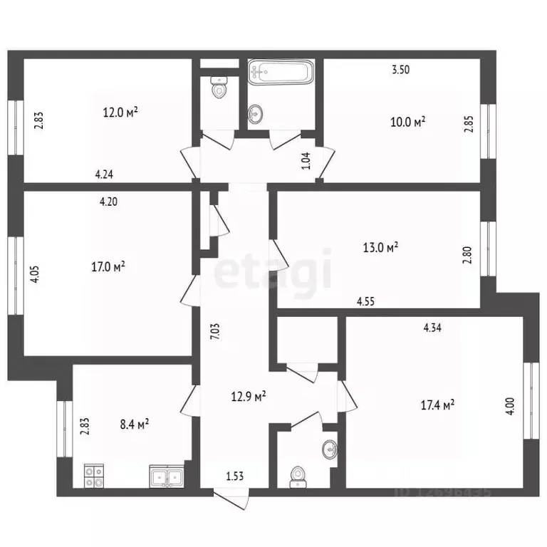 5-к кв. Московская область, Королев ул. Исаева, 2 (100.4 м) - Фото 2