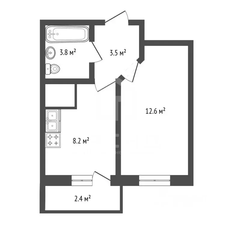 1-к кв. Санкт-Петербург ул. Русановская, 19к4 (28.0 м) - Фото 1