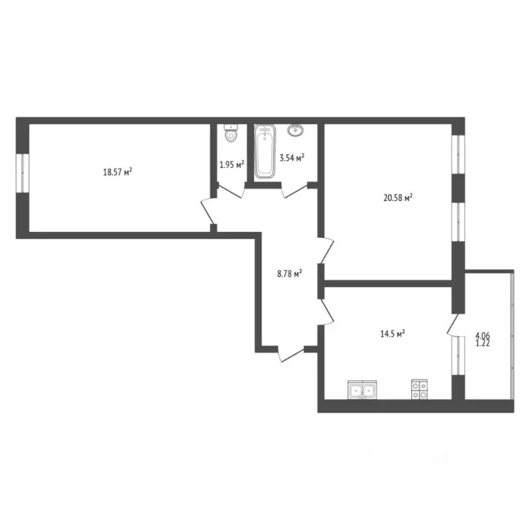 2-к кв. Тюменская область, Тюмень ул. Софьи Ковалевской, 4 (69.68 м) - Фото 2