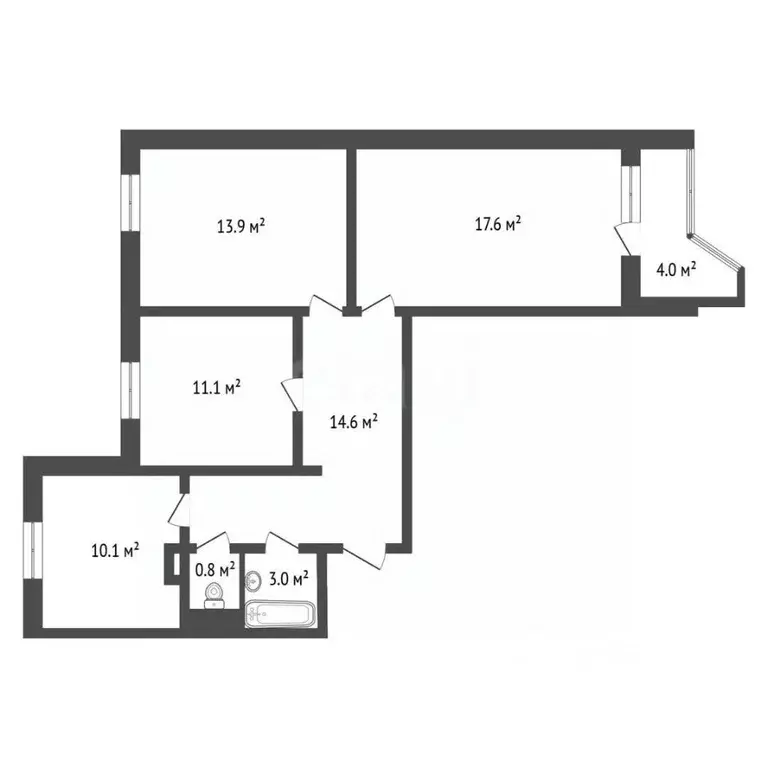 3-к кв. Амурская область, Тында Спортивная ул., 8 (71.1 м) - Фото 1