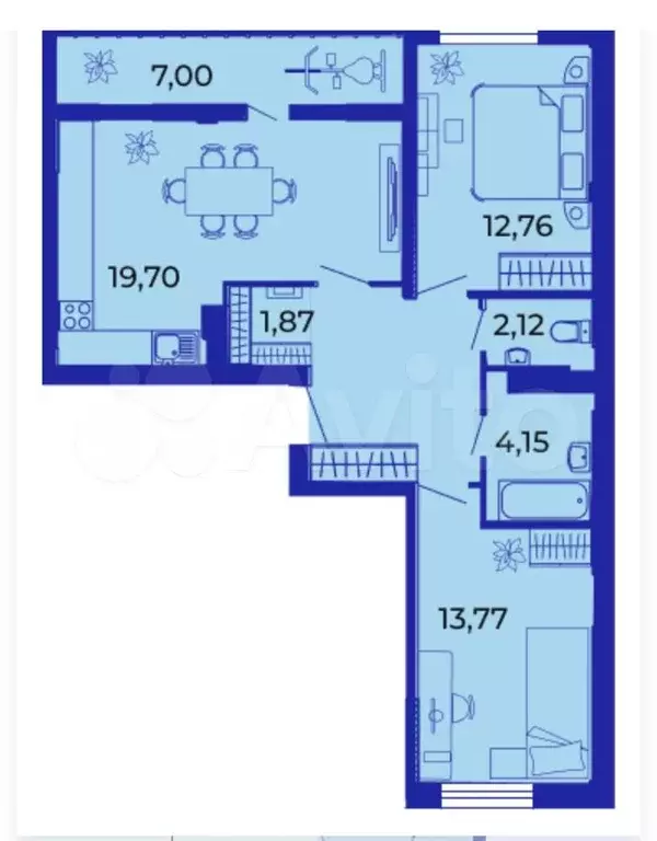 2-к. квартира, 71 м, 3/15 эт. - Фото 1