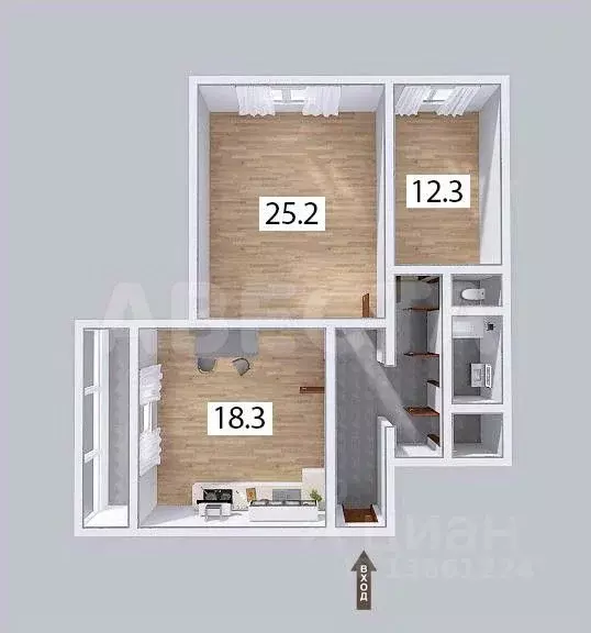 3-к кв. Омская область, Омск ул. Конева, 36 (74.9 м) - Фото 1