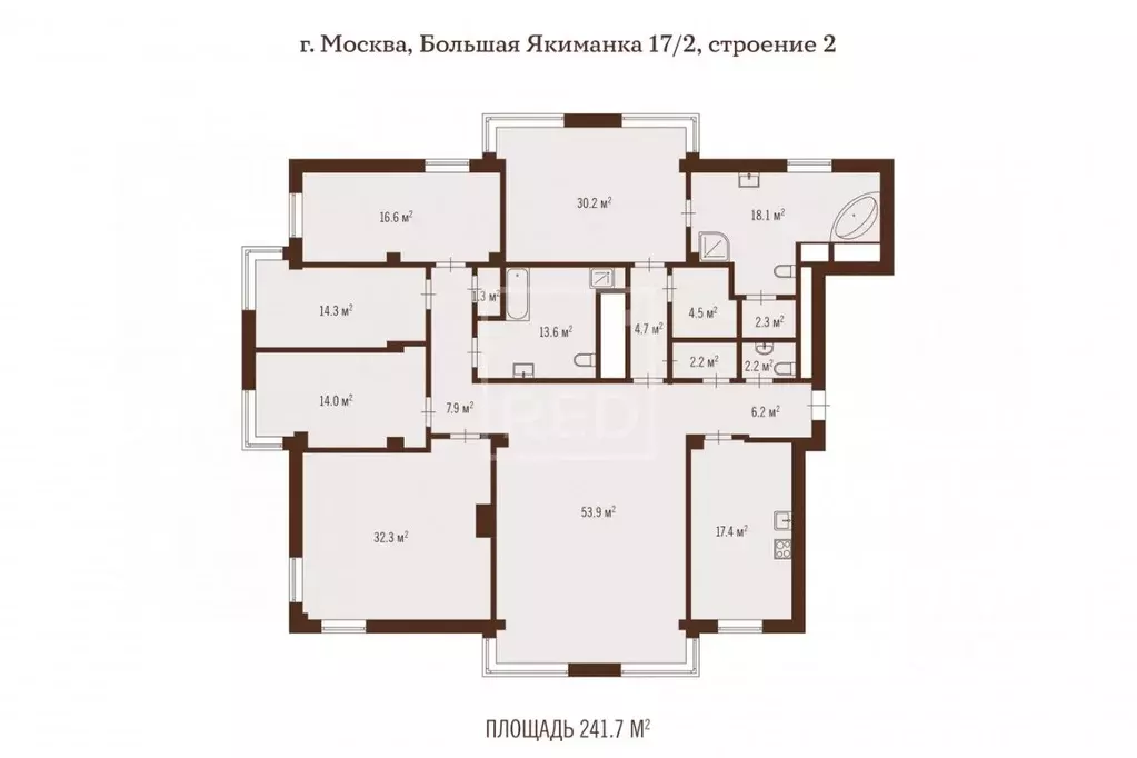 6-к кв. Москва ул. Большая Якиманка, 17/2С2 (240.8 м) - Фото 2