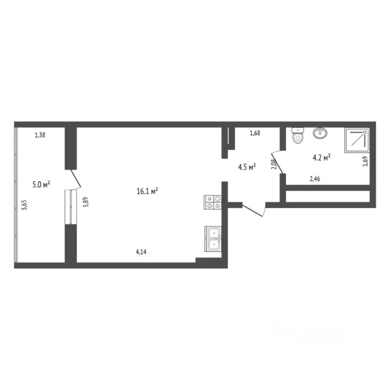 Студия Тюменская область, Тюмень ул. Мельникайте, 2к11 (24.0 м) - Фото 1