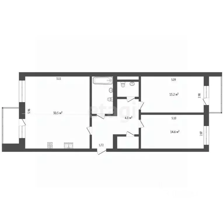 2-к кв. Вологодская область, Вологда ул. Гагарина, 2Ак6 (78.8 м) - Фото 1