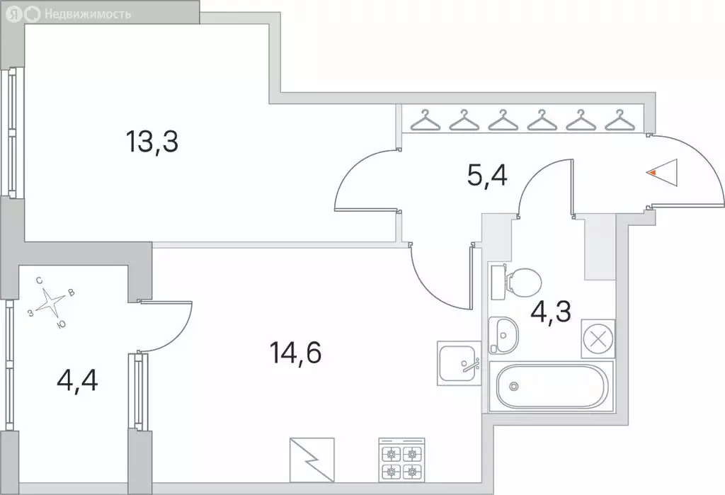 1-комнатная квартира: посёлок Шушары, улица Нины Петровой, 6к5 (39.8 ... - Фото 1