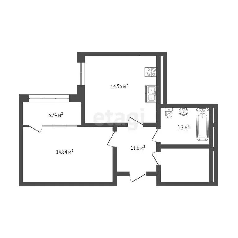 1-комнатная квартира: Тюмень, улица Пожарных и Спасателей, 1 (46 м) - Фото 1