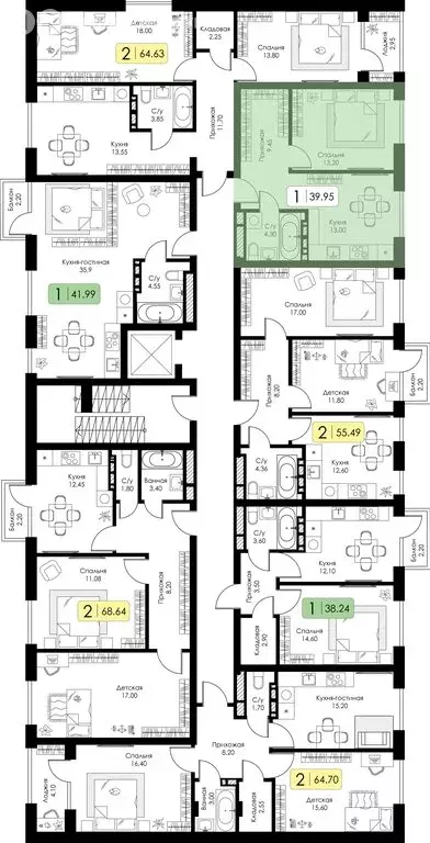 1-комнатная квартира: Смоленск, ЖК Среда (39.95 м) - Фото 1