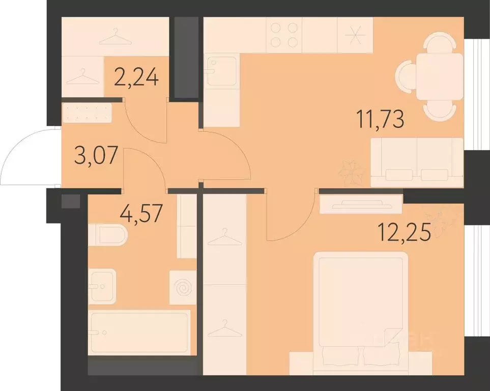 1-к кв. Свердловская область, Екатеринбург Спутник-1 жилой комплекс ... - Фото 0
