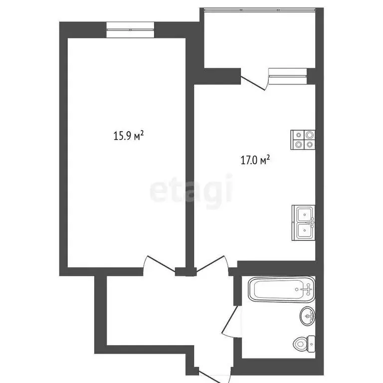1-комнатная квартира: Анапа, Краснодарская улица, 64Бк2 (42.1 м) - Фото 1