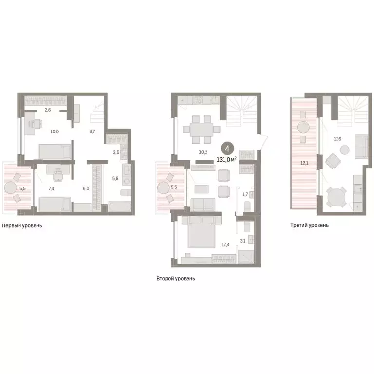 4-комнатная квартира: Тюмень, ЖК Дом у Озера (130.97 м) - Фото 1