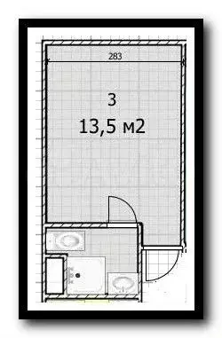 Доля в квартира-студии, 13,5 м, 1/12 эт. - Фото 0