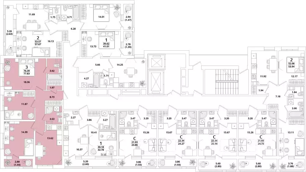 3-к кв. Санкт-Петербург Кубинская ул., 82к3с1 (78.1 м) - Фото 1