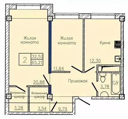 2-к кв. Ставропольский край, Пятигорск  (68.6 м) - Фото 1