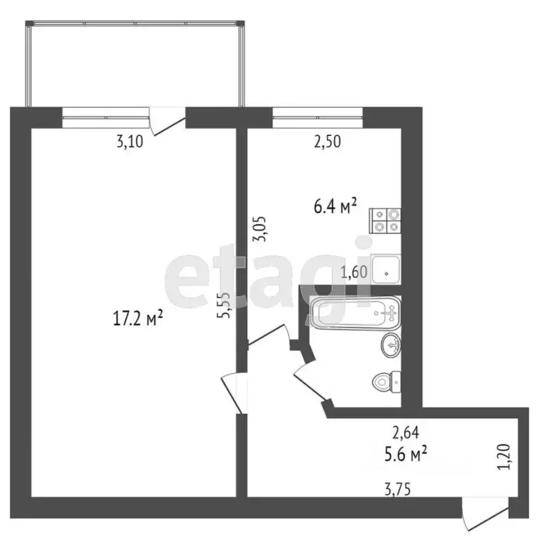 1-к кв. Крым, Симферополь ул. Киевская (31.4 м) - Фото 0