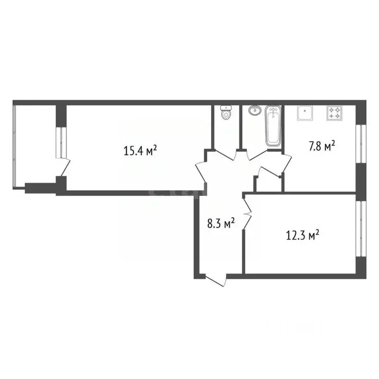 2-к кв. Красноярский край, Красноярск Партизанская ул., 70а (47.6 м) - Фото 1
