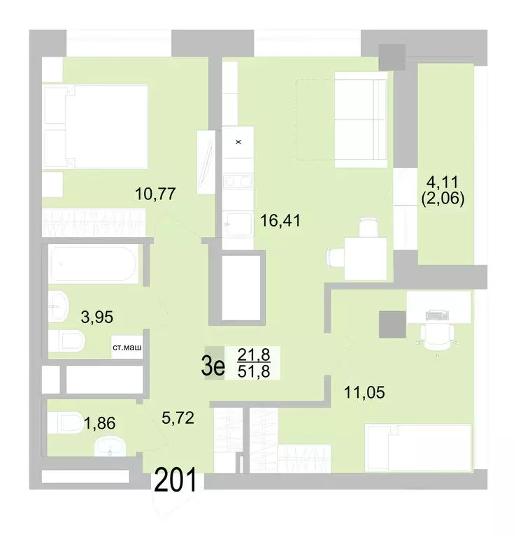 2-комнатная квартира: Екатеринбург, Черкасская улица, 5к1 (51.82 м) - Фото 1