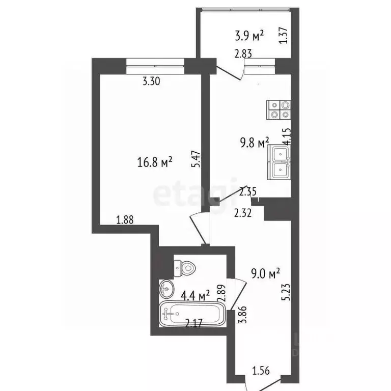1-к кв. Калининградская область, Калининград ул. Генерала Челнокова, ... - Фото 2