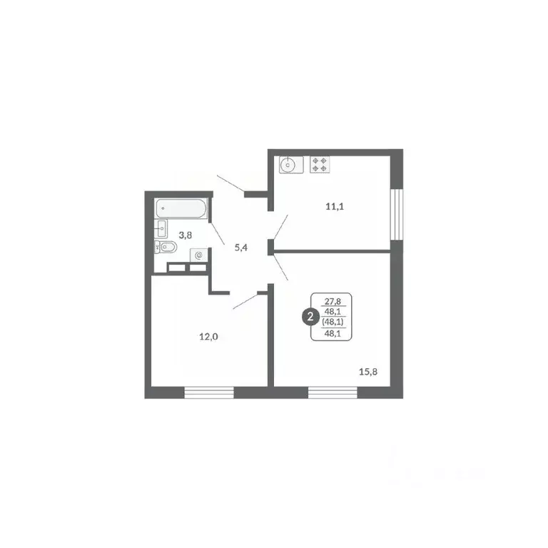 2-к кв. Кировская область, Киров ул. Потребкооперации, 34 (48.1 м) - Фото 1