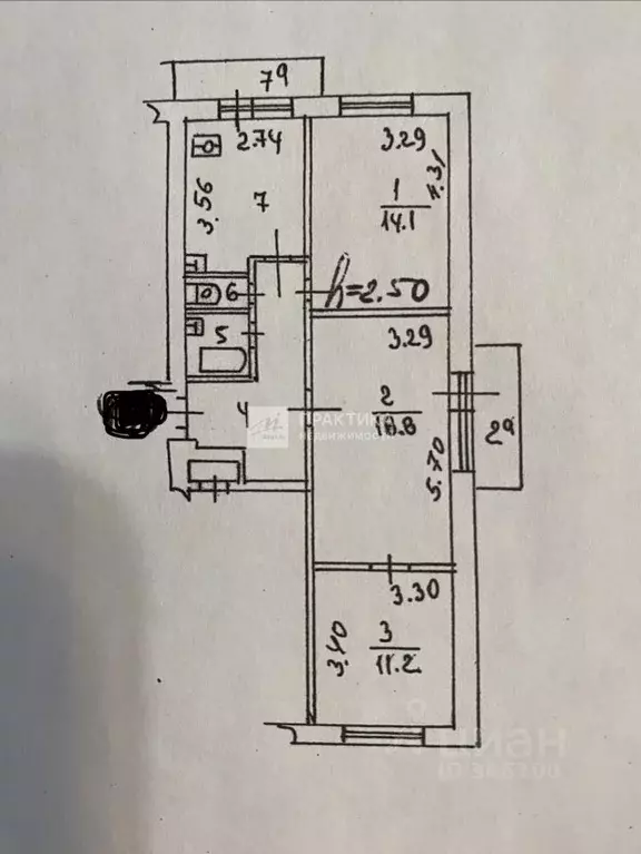 3-к кв. Москва Каспийская ул., 30К6 (64.7 м) - Фото 2
