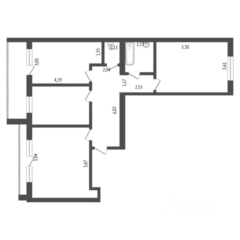 3-к кв. Тюменская область, Тюмень ул. Вьюжная, 10 (90.0 м) - Фото 2
