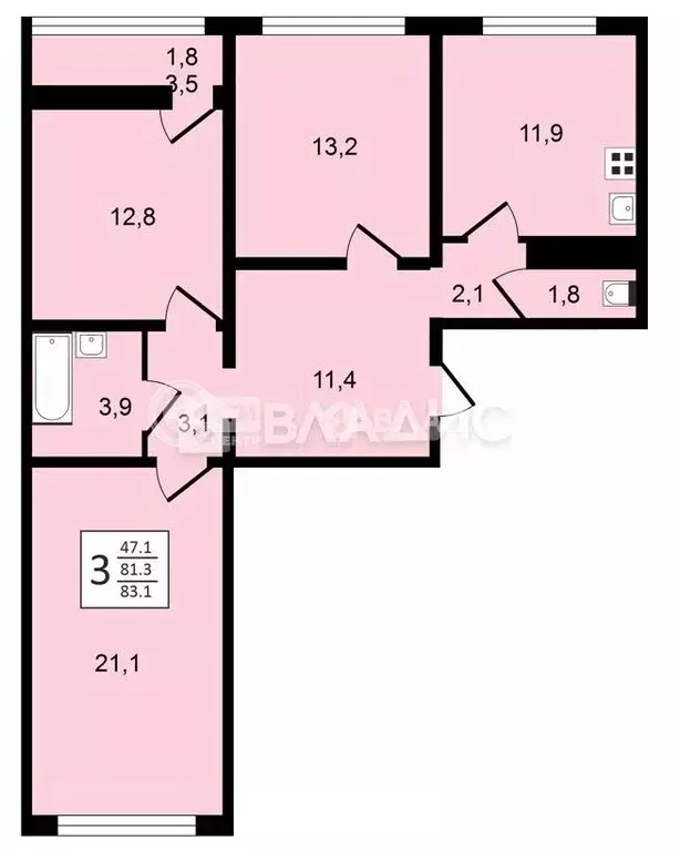 3-к кв. Воронежская область, Воронеж ул. Шишкова, 140Б/6 (83.1 м) - Фото 0