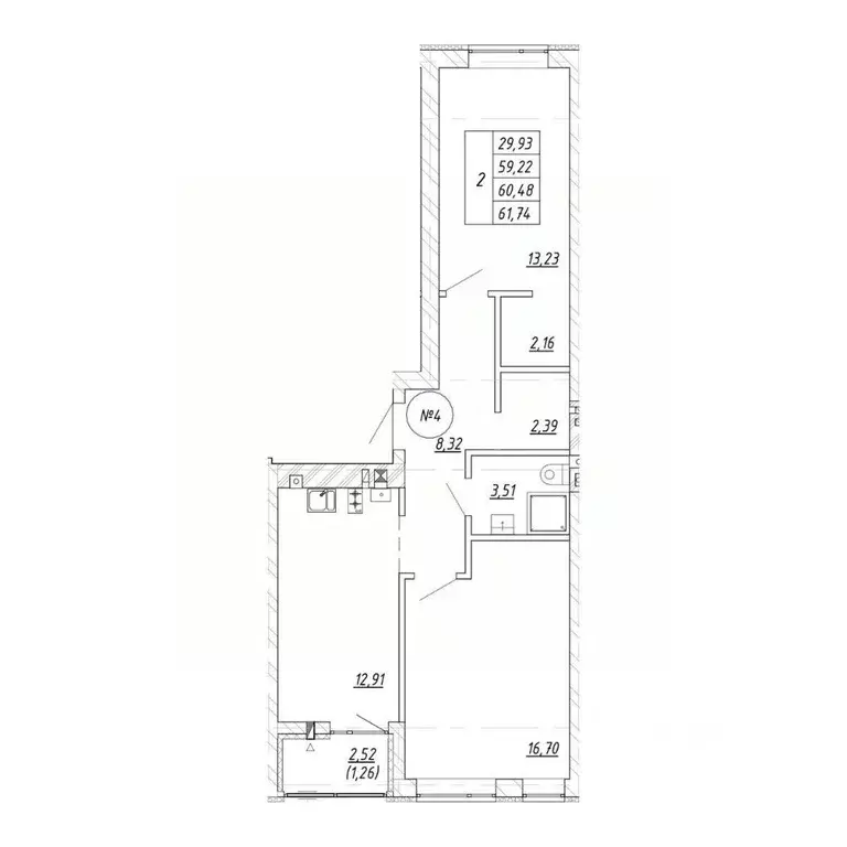 2-к кв. Калининградская область, Зеленоградск  (61.74 м) - Фото 1